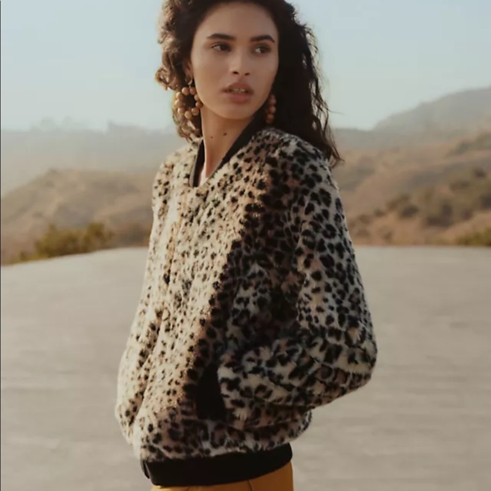 Anthropologie Faux Fur Bomber Jacket sz small